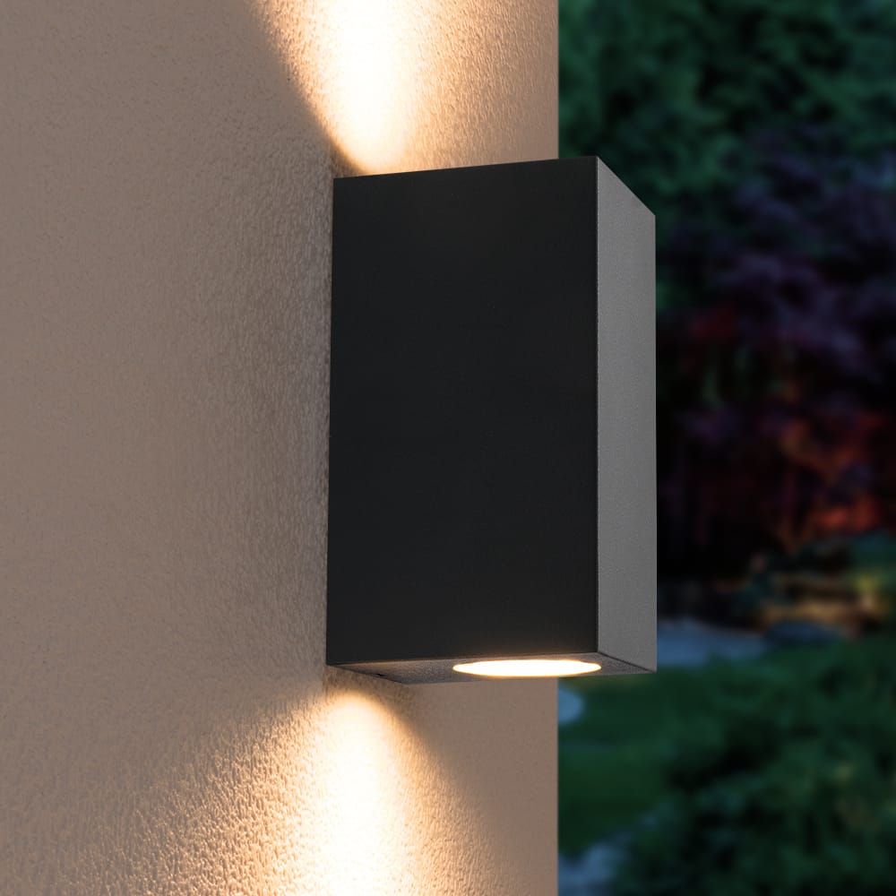 Selma dimbare LED wandlamp - Up & Down light - IP44 - excl. GU10 lichtbron - Zwart - Binnen en buiten - 3 jaar garantie - Polycarbonaat afbeelding