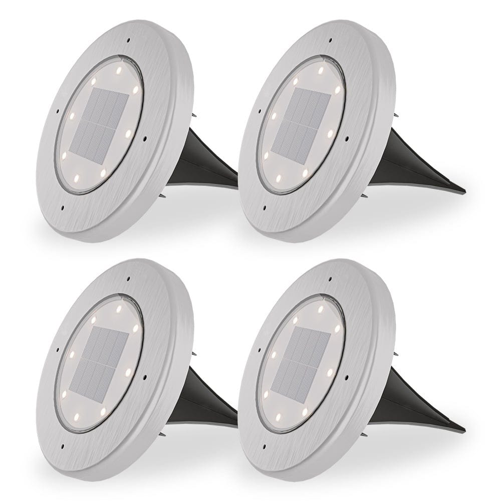 Ellis 4x Solar Grondspot 8 LEDs 3000K warm wit IP65 waterdicht RVS