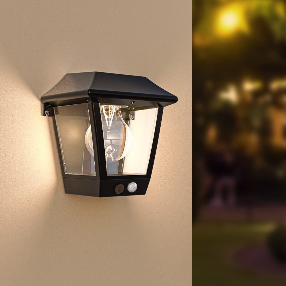 Cairo - Solar wandlamp met bewegingssensor - IP44 waterdicht - Zwart - Klassiek afbeelding