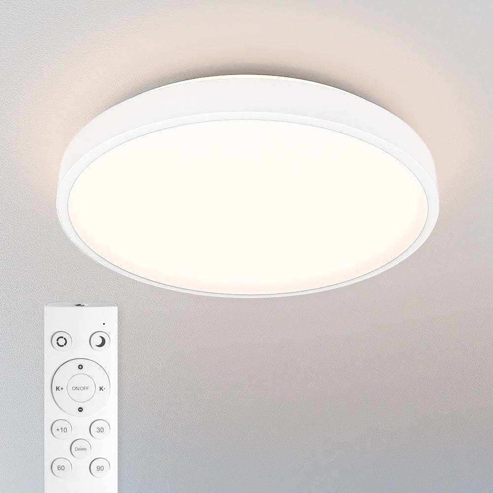 Badkamer plafondlamp wit - IP44 waterdicht - 18 Watt 1800 lumen (100lm/w) - CCT lichtkleur instelbaar (3000K, 4000K & 6500K) - Incl. Afstandsbediening - Ø30 cm - LED Plafondlamp afbeelding 1