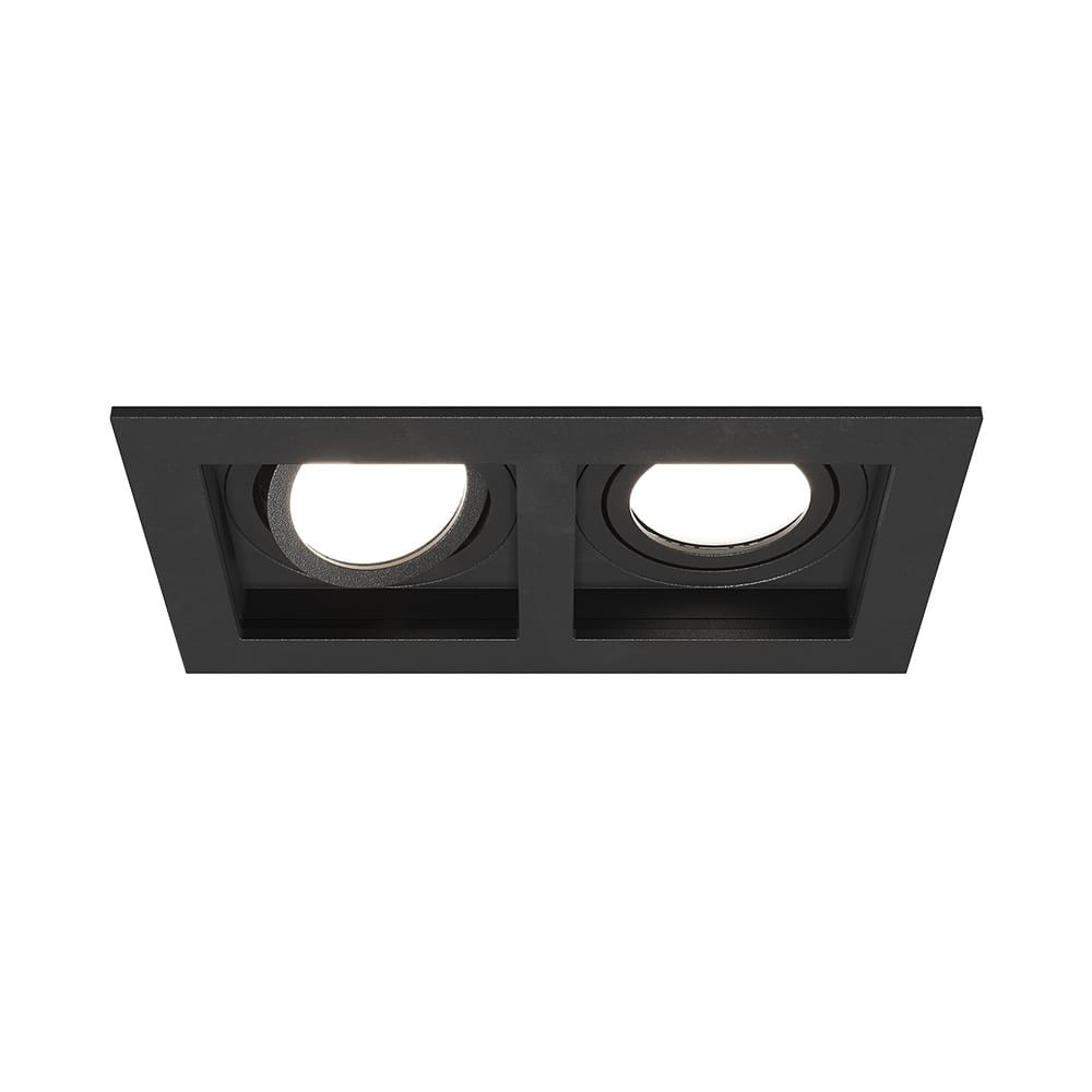 Fresno Dubbele Inbouwspot - Rechthoek - 2x GU10 - 6000K Daglicht wit - 10 Watt 800 lumen - Kantelbaar - IP20 stofdicht - Zwart afbeelding
