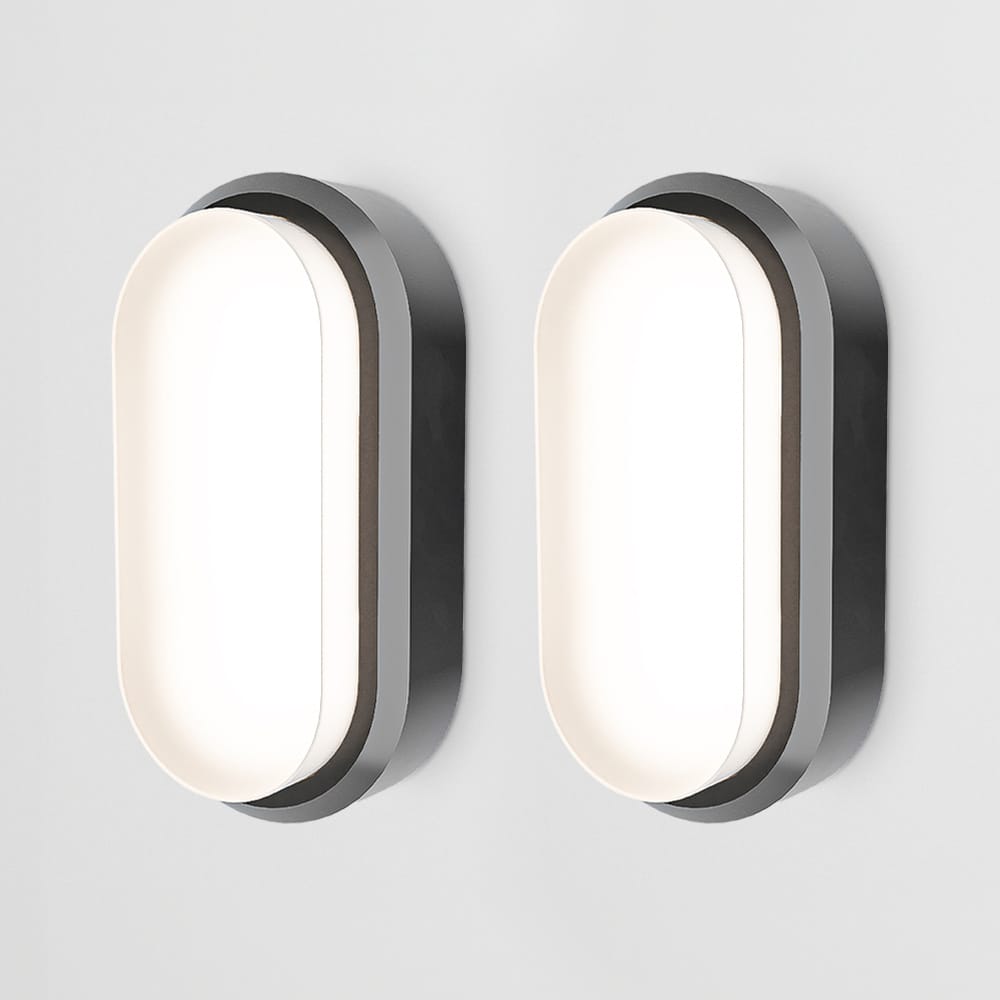 Set van 2 C-Series - LED Plafondlamp zwart ovaal - Wandlamp - Scheepslamp - IP54 - 12W - 1160lm - 4000K neutraal wit - voor binnen en buiten afbeelding