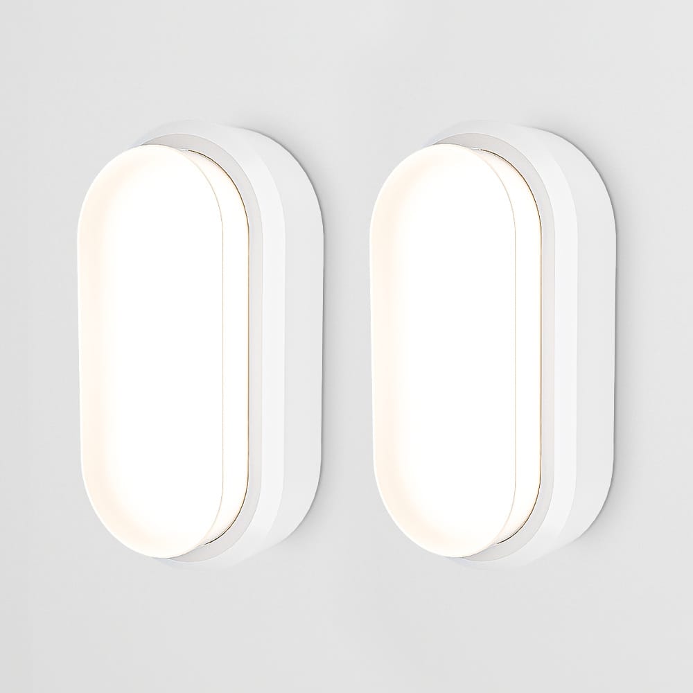 HOFTRONIC™ Set van 2 C-Series - LED Plafondlamp wit ovaal - Wandlamp - Scheepslamp - IP54 - 12W - 1160lm - 4000K neutraal wit - voor binnen en buiten