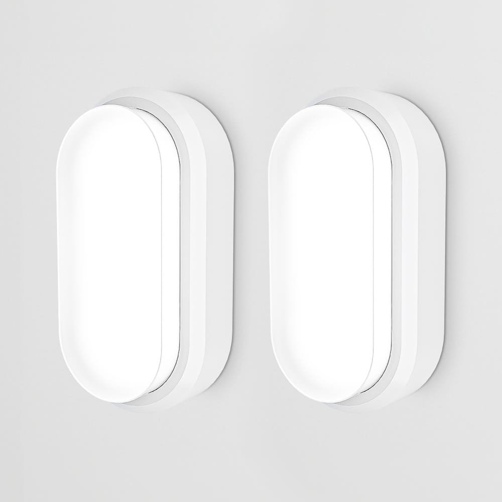 Set van 2 C-Series - LED Plafondlamp wit ovaal - Wandlamp - Scheepslamp - IP54 - 12W - 1160lm - 6500K Daglicht wit - voor binnen en buiten afbeelding 1