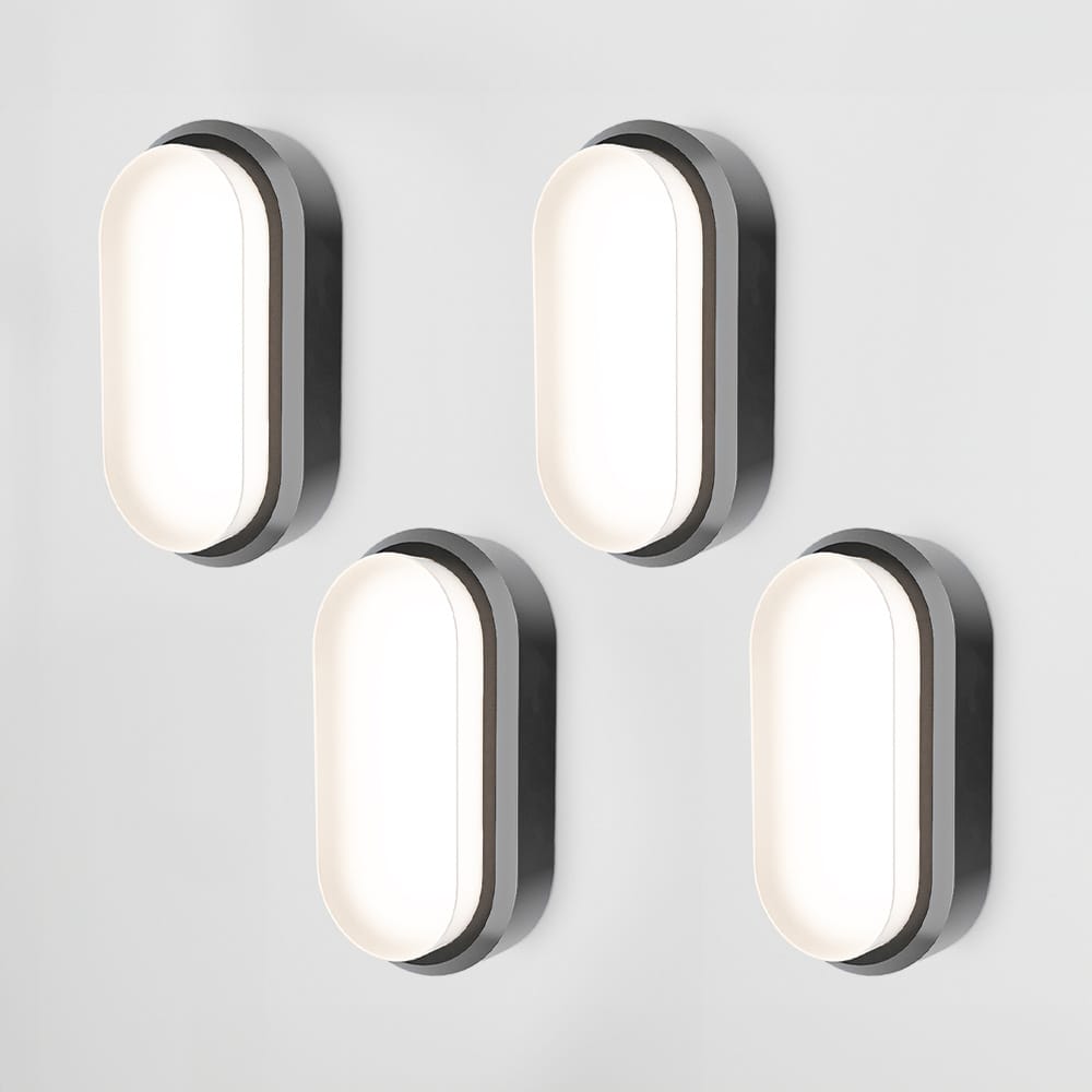 Set van 4 C-Series - LED Plafondlamp zwart ovaal - Wandlamp - Scheepslamp - IP54 - 18 Watt - 1830lm - 4000K neutraal wit - voor binnen en buiten afbeelding