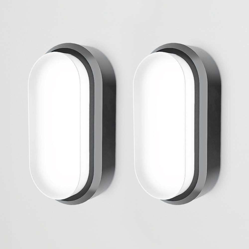 Set van 2 C-Series - LED Plafondlamp zwart ovaal - Wandlamp - Scheepslamp - IP54 - 18 Watt - 1830lm - 6500K Daglicht wit - voor binnen en buiten afbeelding