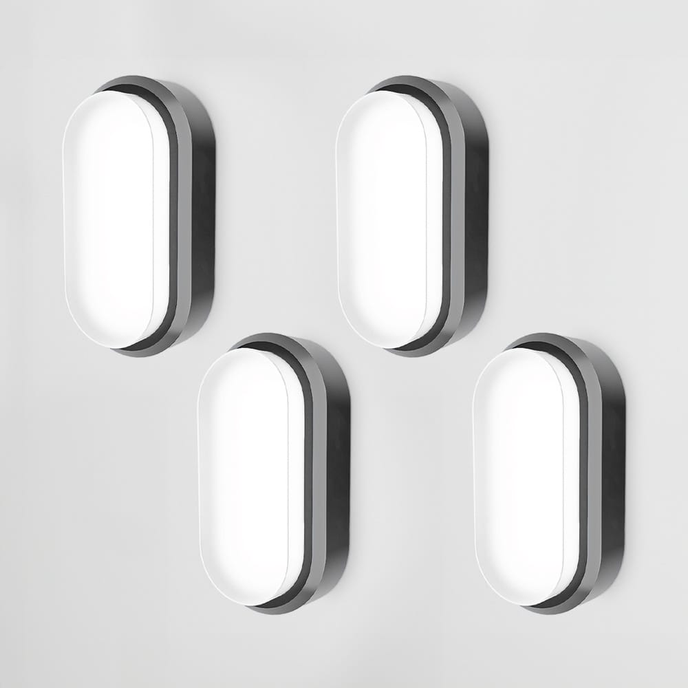 Set van 4 C-Series - LED Plafondlamp zwart ovaal - Wandlamp - Scheepslamp - IP54 - 18 Watt - 1830lm - 6500K Daglicht wit - voor binnen en buiten afbeelding