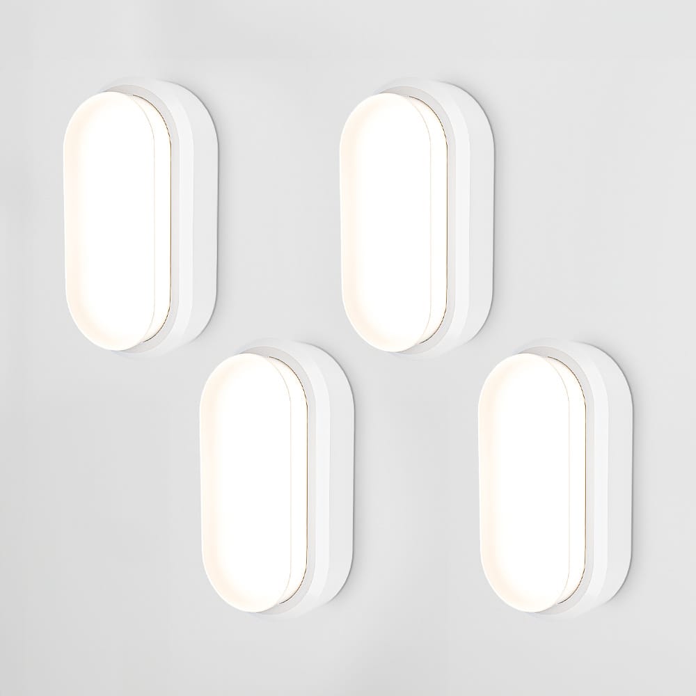 Set van 4 C-Series - LED Plafondlamp wit ovaal - Wandlamp - Scheepslamp - IP54 - 18 Watt - 1830lm - 4000K neutraal wit - voor binnen en buiten afbeelding