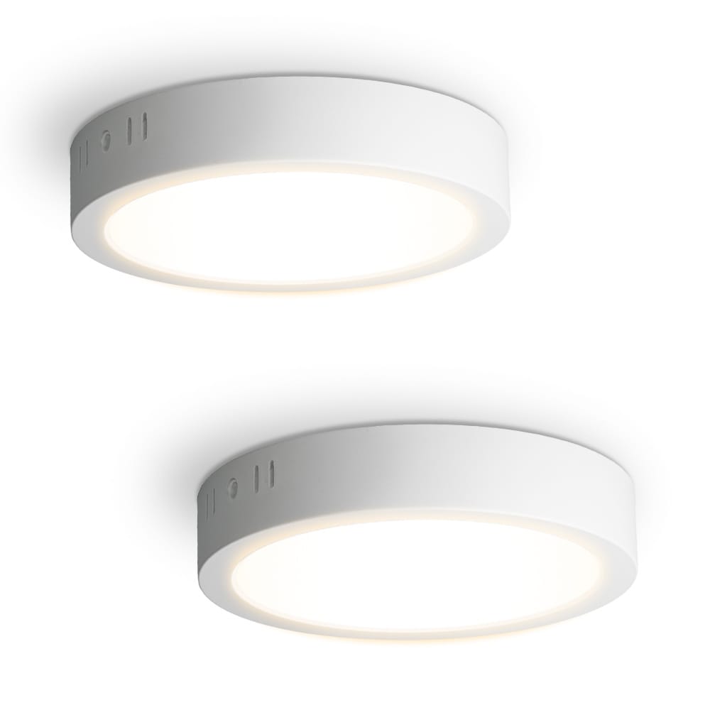 Set van 2 Indiana opbouwspots rond 12 Watt 1160 Lumen Wit 2700K warm wit LED downlight IP20 stofdicht 160mm