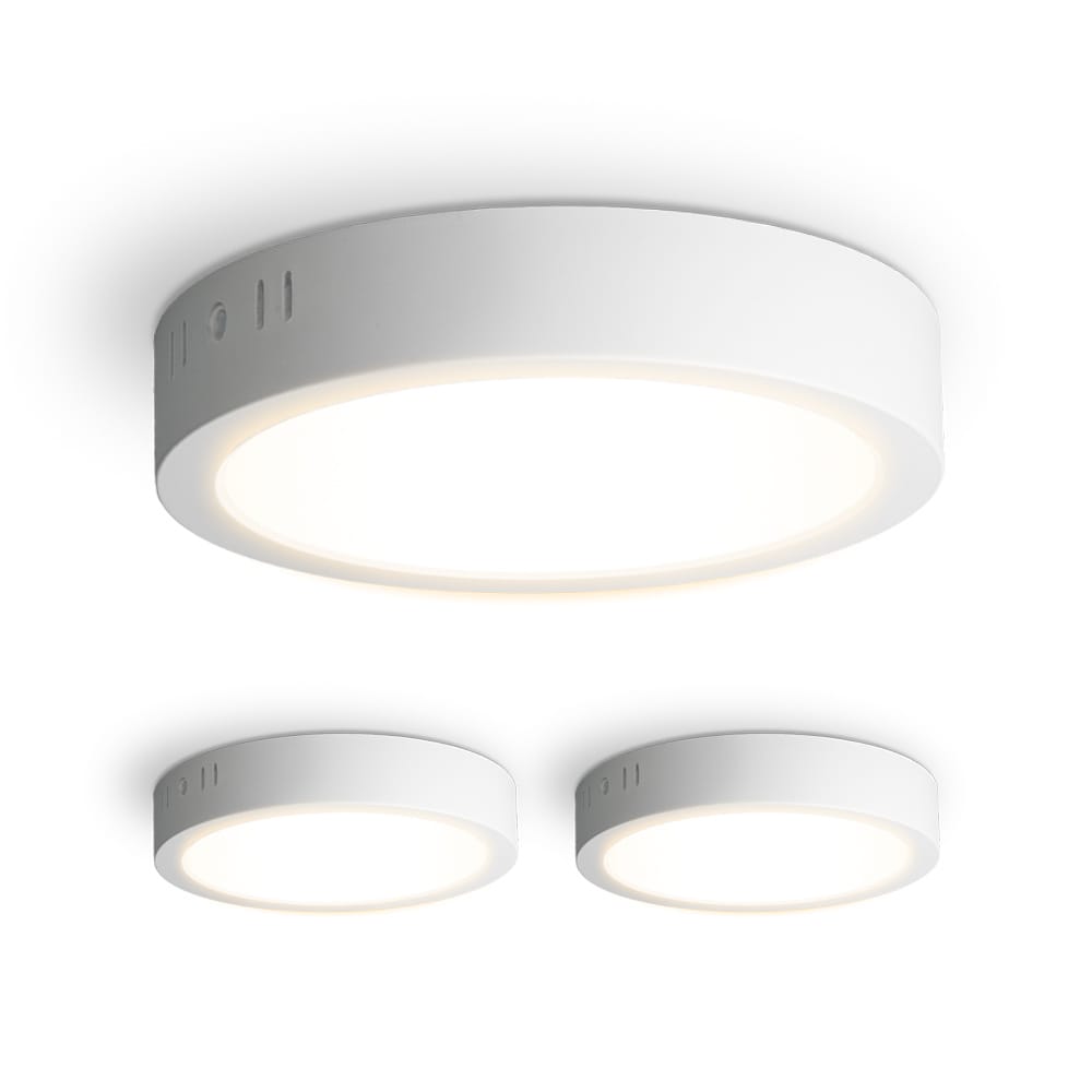Set van 3 Indiana opbouwspots rond - 12 Watt 1160 Lumen - Wit - 2700K warm wit - LED downlight - IP20 stofdicht - 160mm afbeelding