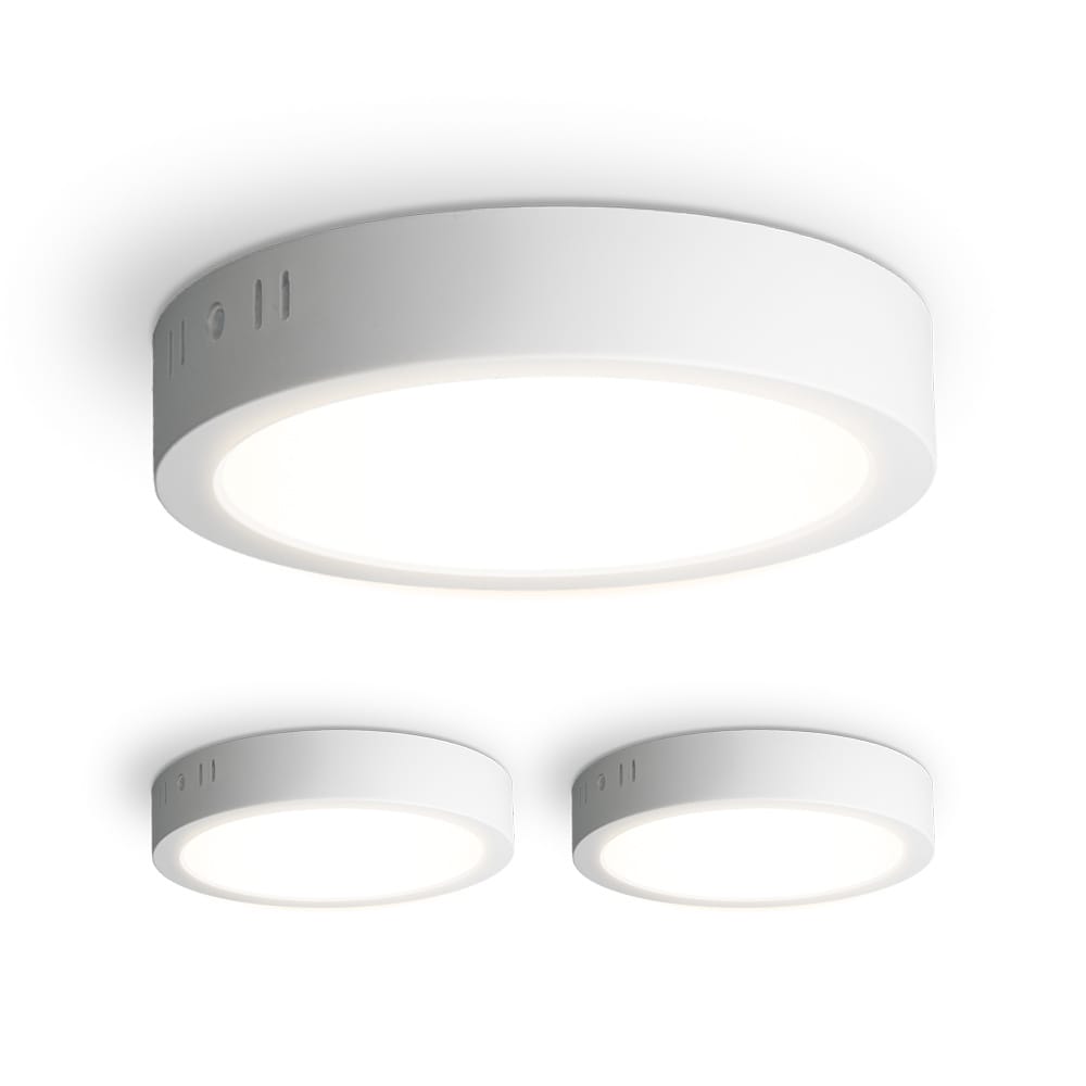 Set van 3 Indiana opbouwspots rond - 12 Watt 1160 Lumen - Wit - 4000K neutraal wit - LED downlight - IP20 stofdicht - 160mm afbeelding