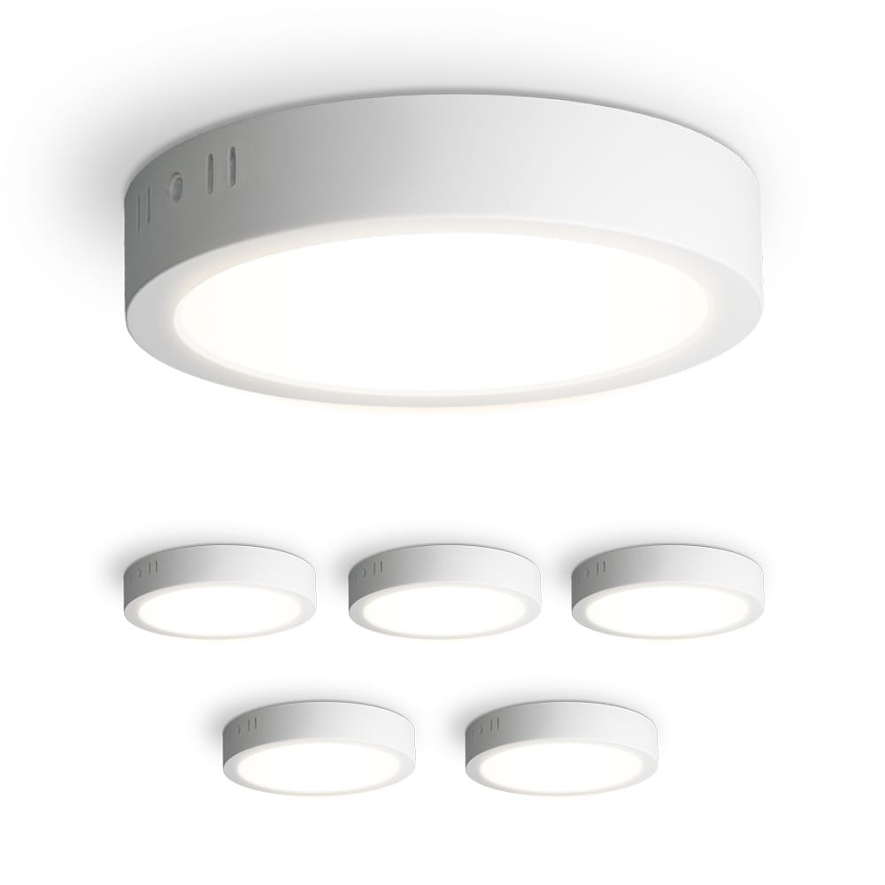 Set van 6 Indiana opbouwspots rond - 12 Watt 1160 Lumen - Wit - 4000K neutraal wit - LED downlight - IP20 stofdicht - 160mm afbeelding