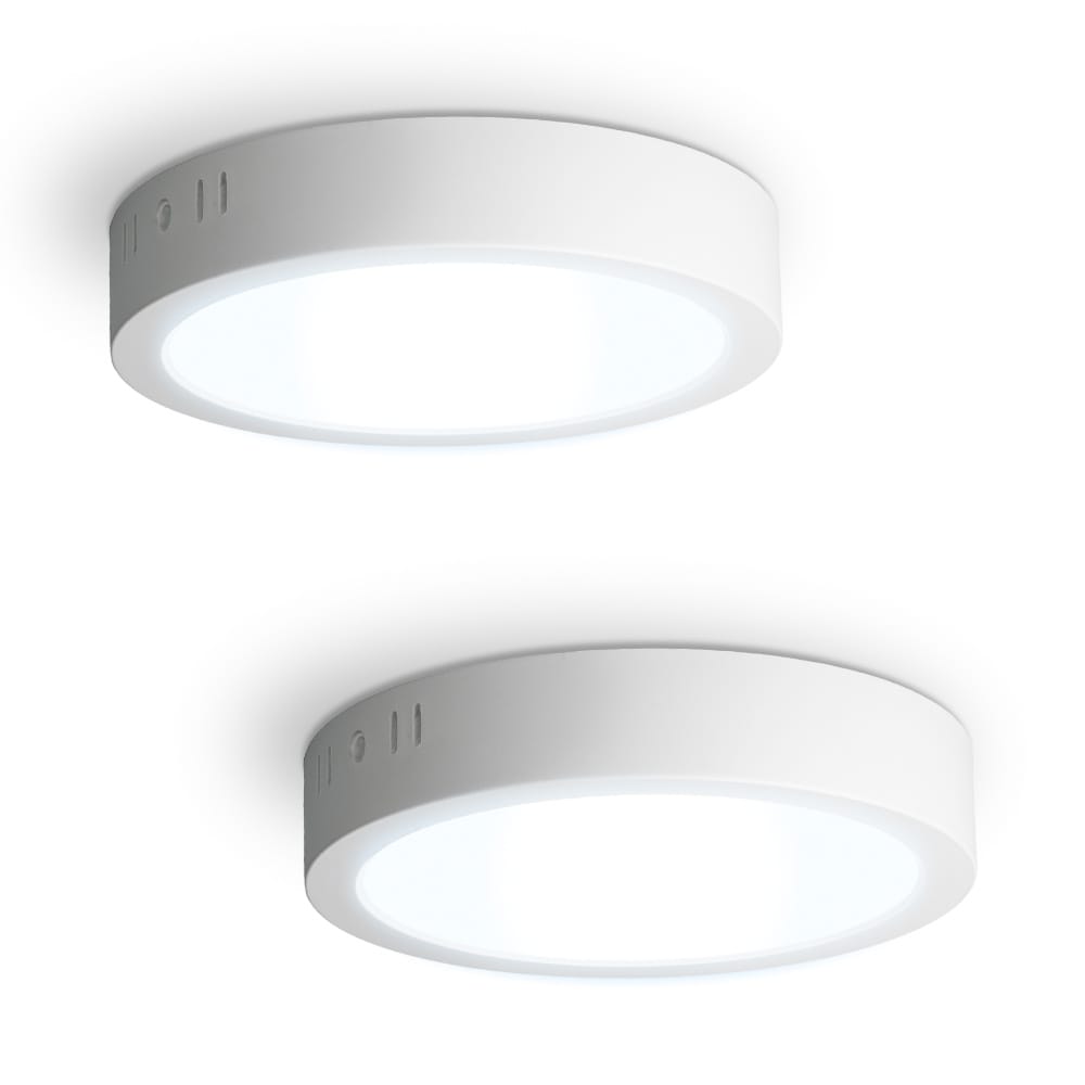 Set van 2 Indiana opbouwspots rond 12 Watt 1160 Lumen Wit 6500K daglicht wit LED downlight IP20 stofdicht 160mm