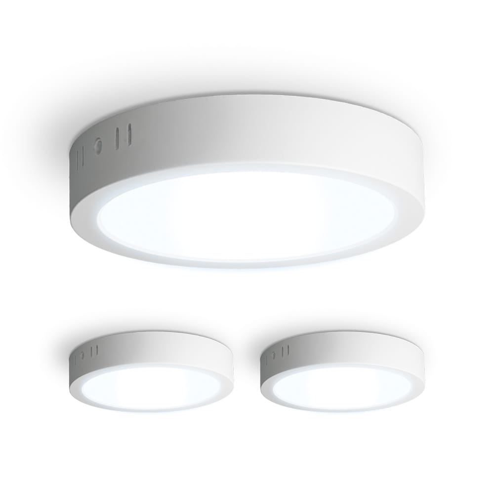 Set van 3 Indiana opbouwspots rond - 12 Watt 1160 Lumen - Wit - 6500K daglicht wit - LED downlight - IP20 stofdicht - 160mm afbeelding