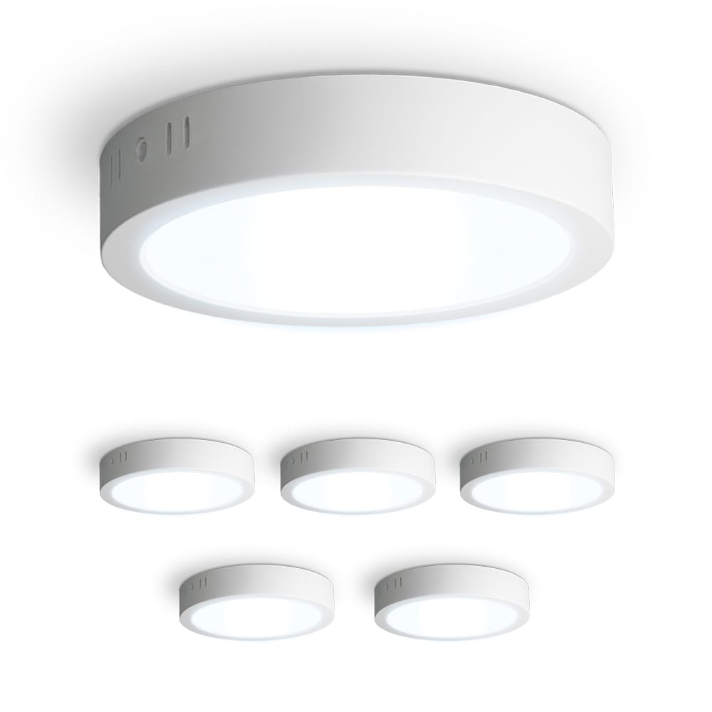 Set van 6 Indiana opbouwspots rond - 12 Watt 1160 Lumen - Wit - 6500K daglicht wit - LED downlight - IP20 stofdicht - 160mm afbeelding