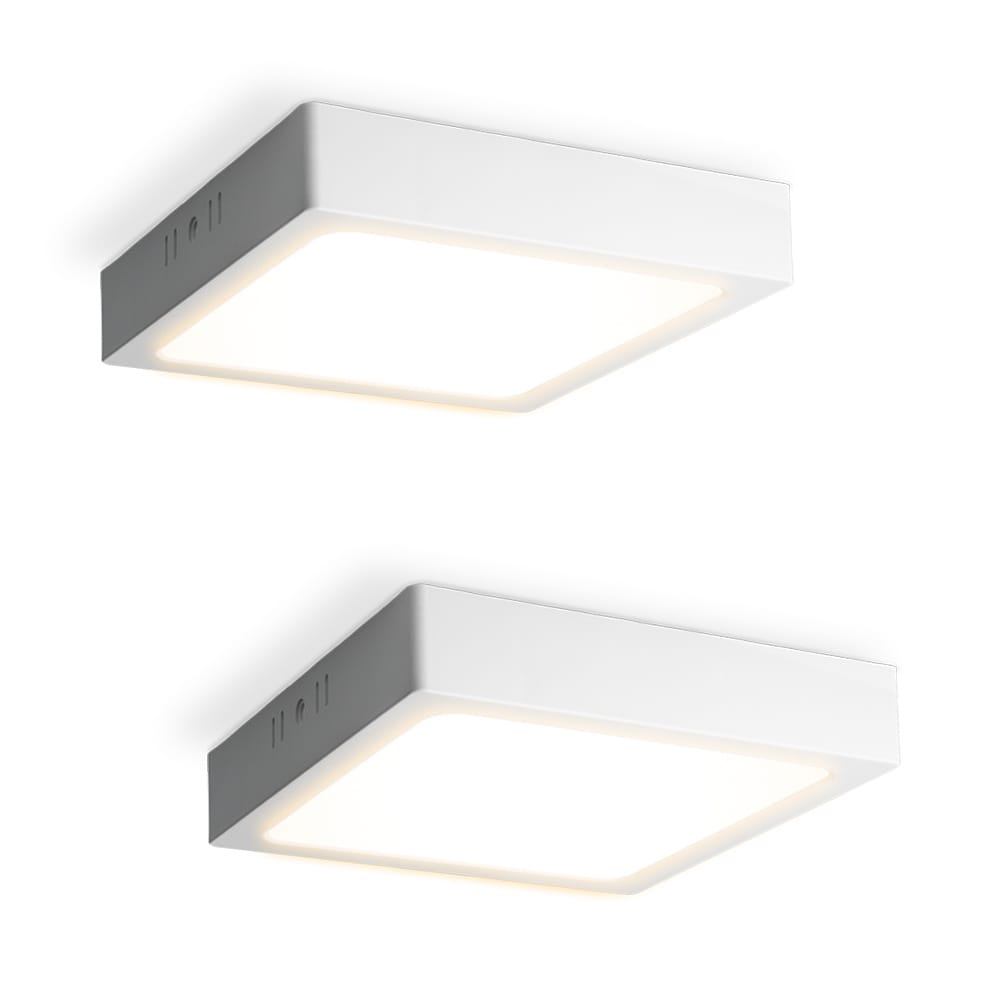 Set van 2 Carolina opbouwspots vierkant 12 Watt 1160 Lumen Wit 2700K warm wit LED downlight IP20 stofdicht 160mm