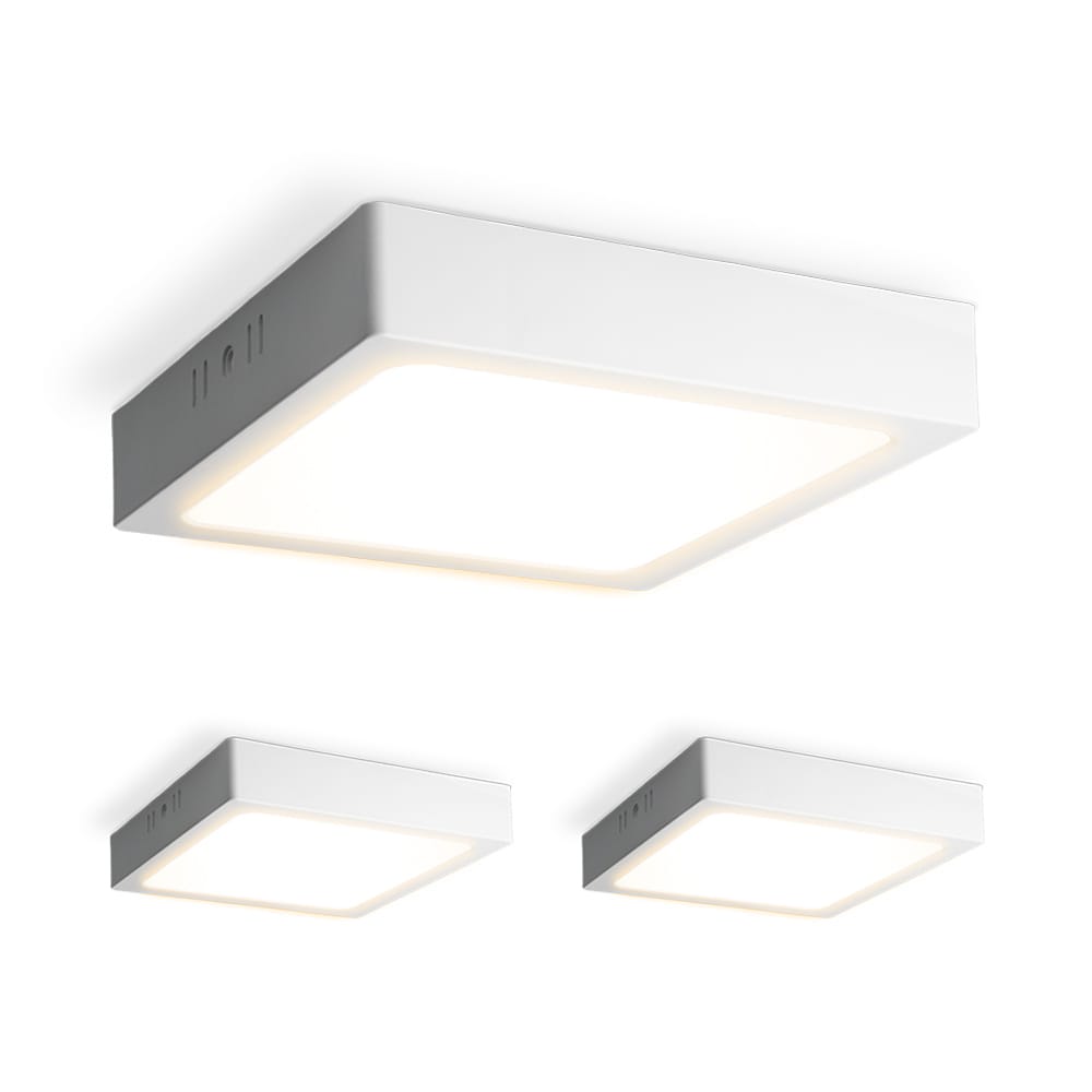 Set van 3 Carolina opbouwspots vierkant - 12 Watt 1160 Lumen - Wit - 2700K warm wit - LED downlight - IP20 stofdicht - 160mm afbeelding
