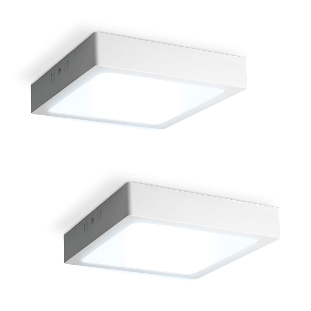 Set van 2 Carolina opbouwspots vierkant - 12 Watt 1160 Lumen - Wit - 6500K daglicht wit - LED downlight - IP20 stofdicht - 160mm afbeelding