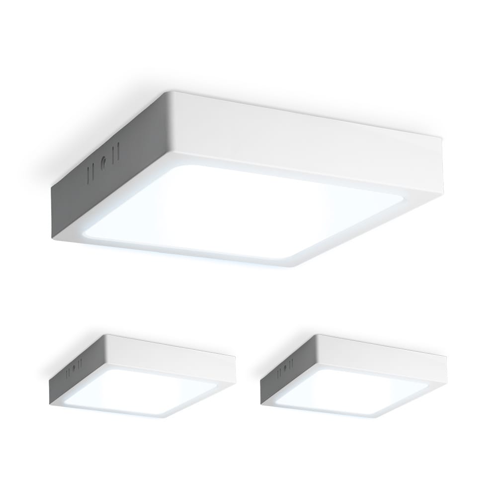 Set van 3 Carolina opbouwspots vierkant - 12 Watt 1160 Lumen - Wit - 6500K daglicht wit - LED downlight - IP20 stofdicht - 160mm afbeelding