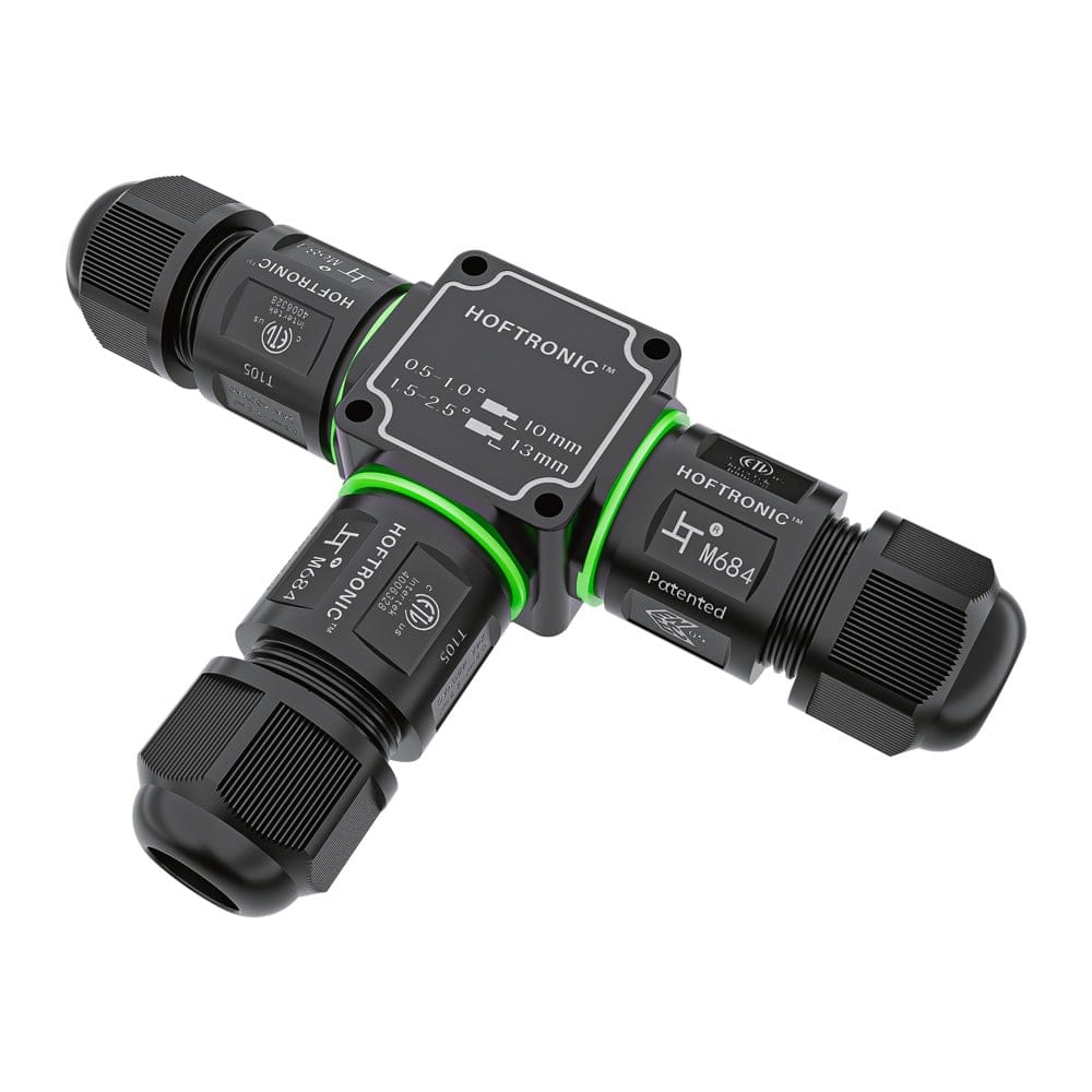 Kabelverbinder - T-vorm - IP68 waterdicht - Gereedschapsloos - Voor 2 en 3 aderige kabels (4-11mm) afbeelding