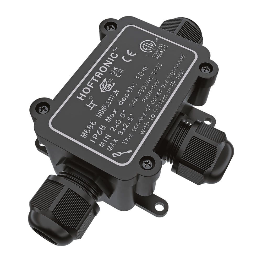 Lasdoos IP68 Waterdicht - 126x63x39mm - 3 ingangen - voor 2 en 3 aderige kabels (4-11mm) afbeelding