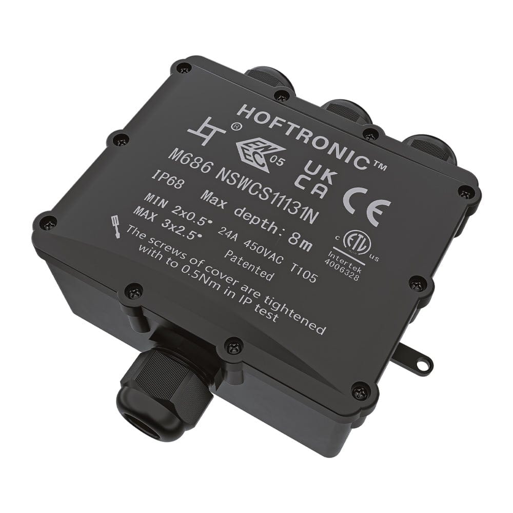 Lasdoos IP68 Waterdicht - 164x152x60mm - 4 ingangen - voor 2 en 3 aderige kabels (4-18mm) - Geschikt voor YMVK kabels afbeelding