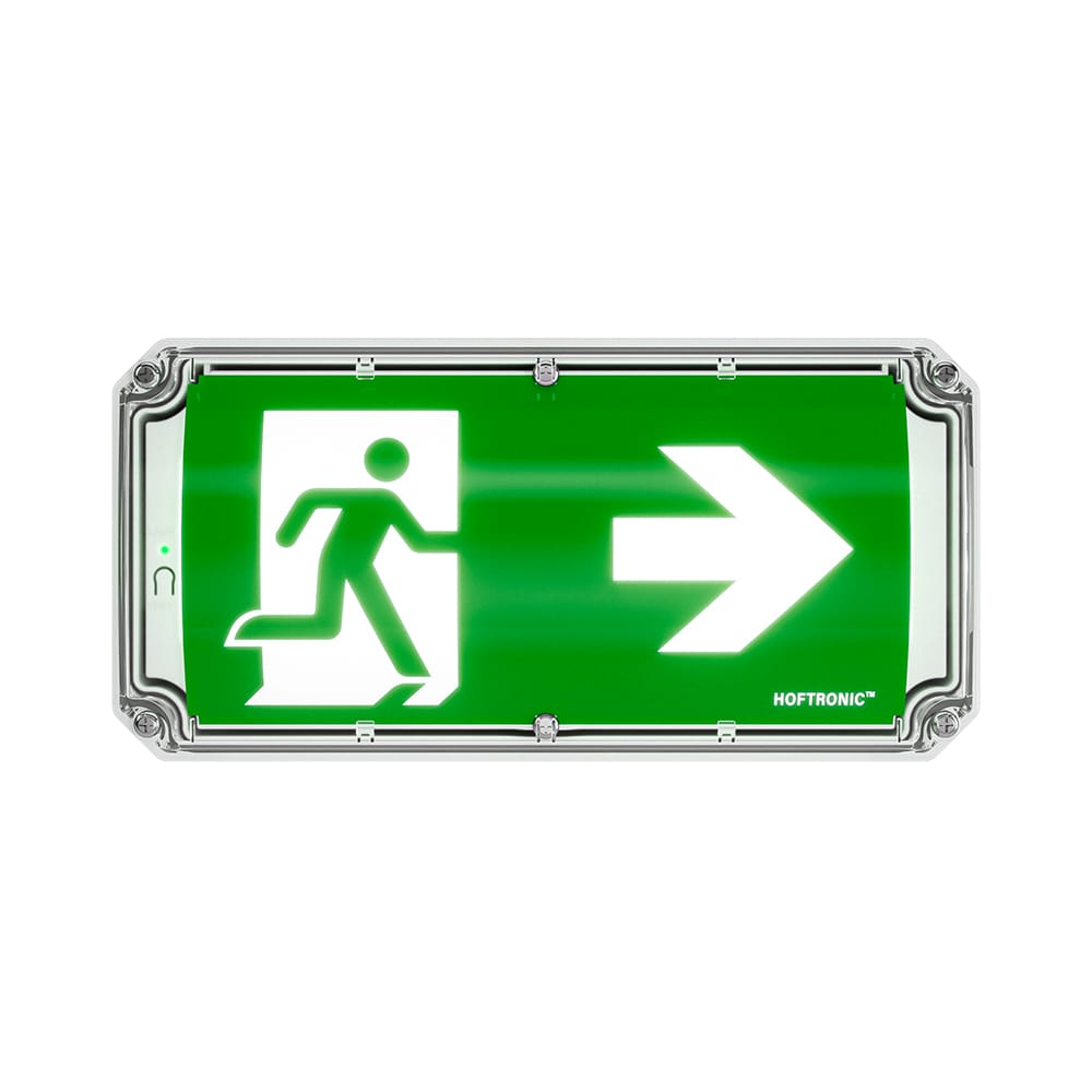 Robus LED Noodverlichting met Accu IK10 Bulkhead IP66 waterdicht 4,2 Watt 300 Lumen 3 uur Noodaccu Incl. pictogram voor vluchtwegaanduiding