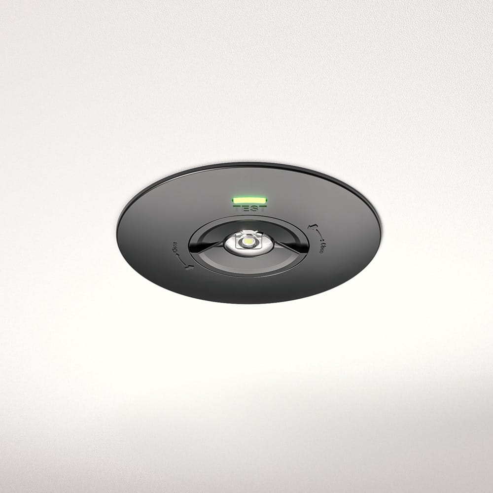 Locus LED Inbouwspot Noodverlichting Zwart 2 Watt 300 Lumen Verwisselbare Lens IP20 voor binnen 3 uur noodaccu (3300mAh) 6500K daglicht wit Autotest functie