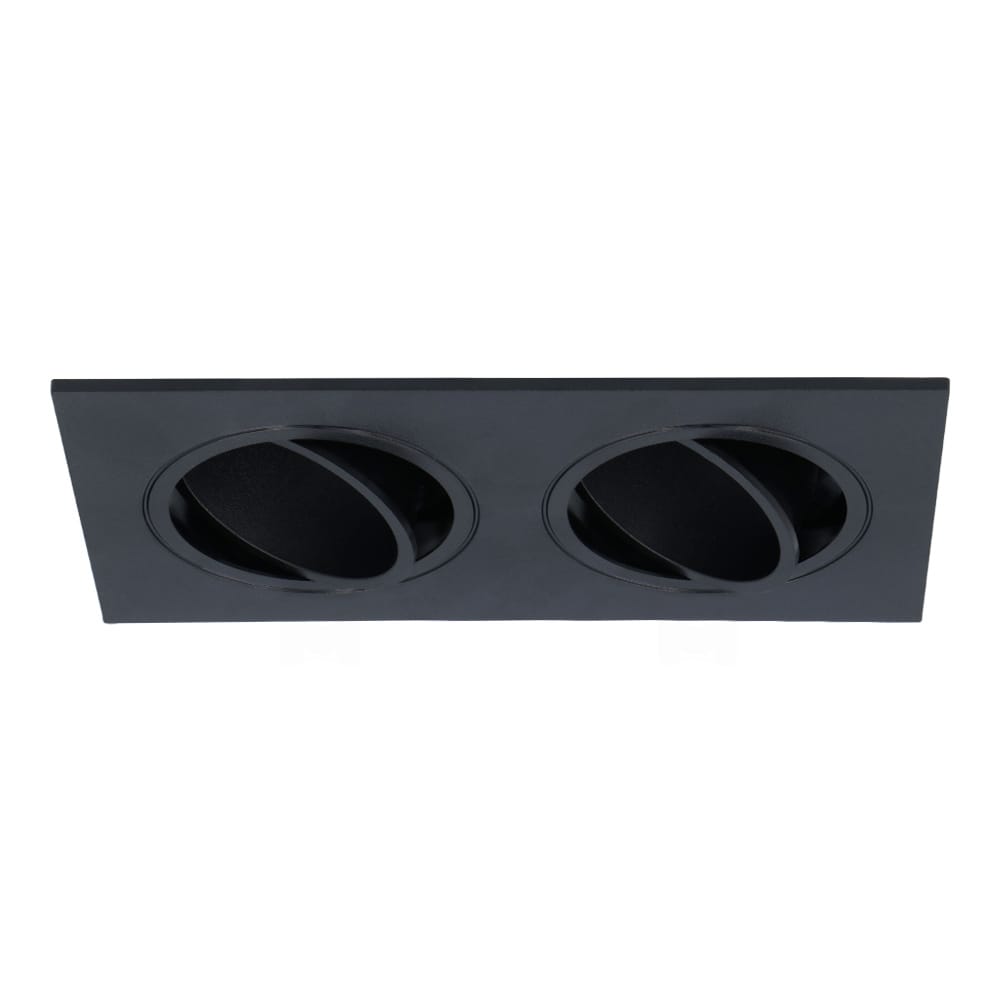 Mallorca LED Inbouwspot Dubbel - Kantelbaar - 93x173mm - GU10 Fitting incl. lamphouder - Rechthoekig - IP22 - Zwart afbeelding