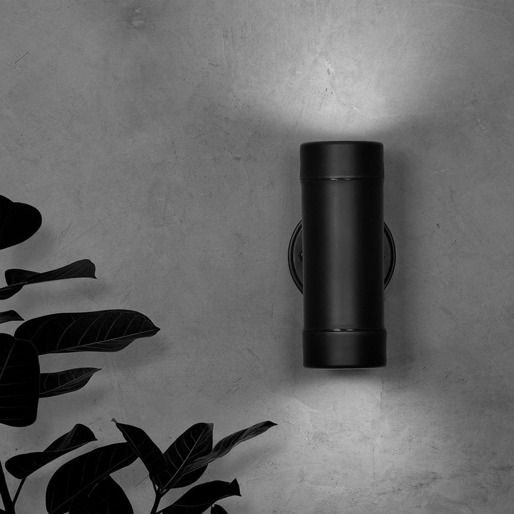 Otey LED Wandlamp Zwart GU10 6500K daglicht wit 4 Watt 345 Lumen IP44 waterdicht voor binnen en buiten Up Downlight 3 jaar garantie Polycarbonaat