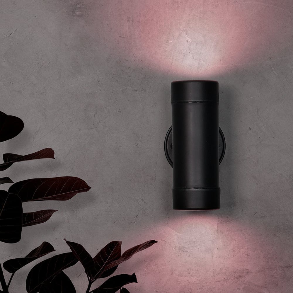 Otey - Smart LED Wandlamp Zwart - Up & Down Light - GU10 11 Watt 690 lumen - RGB WW - Wifi/Bluetooth