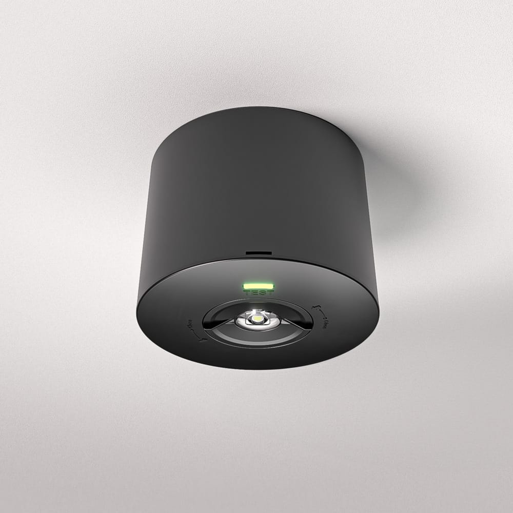 Locus - Noodverlichting opbouwspot zwart - 2 Watt 300 Lumen - 6000K daglicht wit - IP20 stofdicht - Met autotest functie afbeelding 1