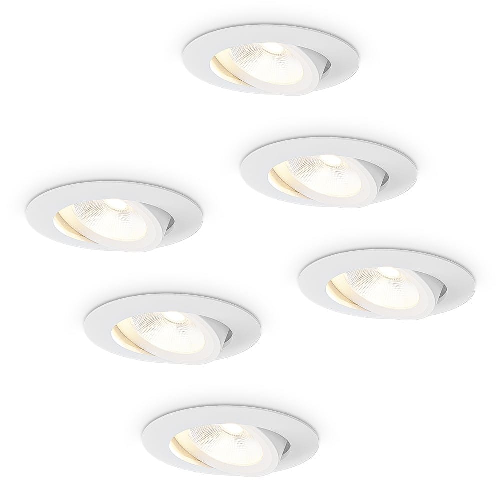 6x Lugo LED Inbouwspots - Wit - Dimbaar - 5 Watt 450 Lumen - 2700K Warm Wit Licht - Kantelbaar - IP65 - Voor Binnen & Buiten afbeelding