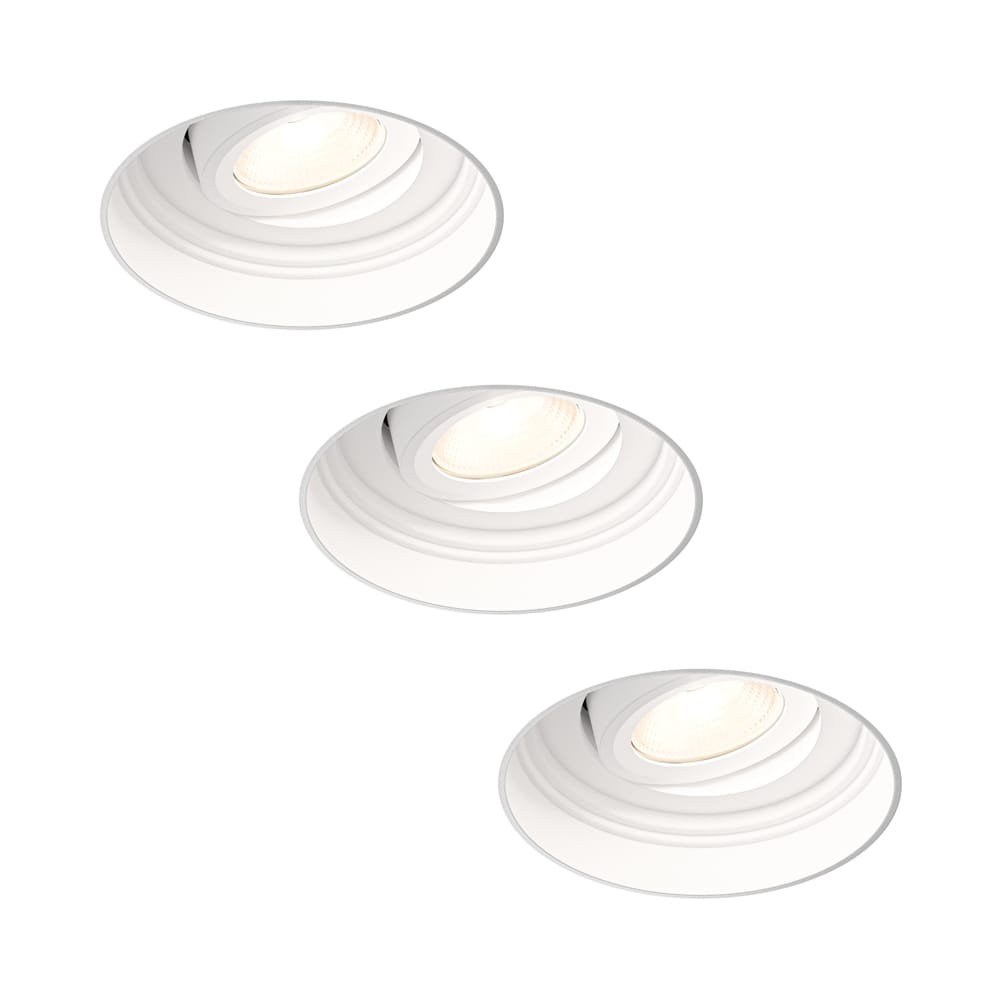 3x Lugo LED inbouwspots Trimless - Wit - Dimbaar - 5 Watt 450 Lumen - 2700K Warm Wit Licht - Kantelbaar - IP65 - Voor Binnen & Buiten afbeelding
