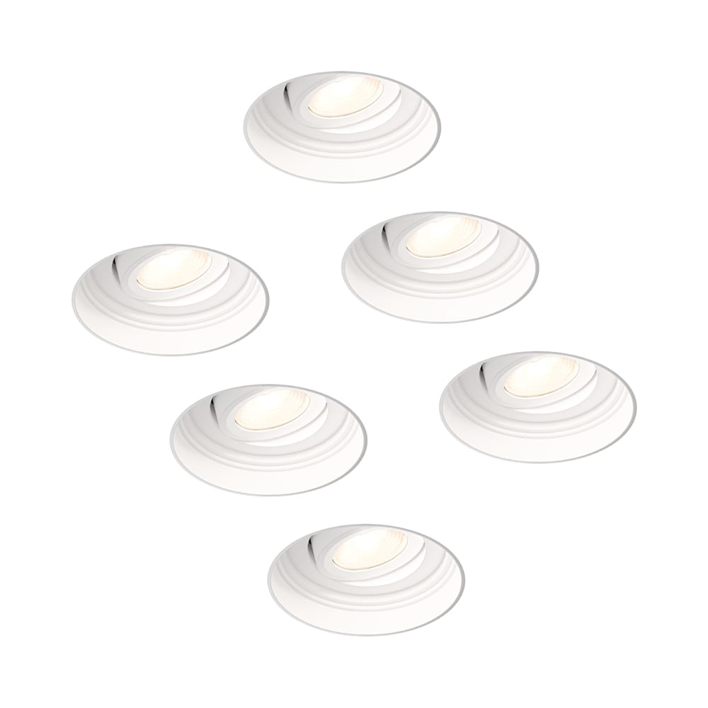 6x Lugo LED inbouwspots Trimless - Wit - Dimbaar - 5 Watt 450 Lumen - 2700K Warm Wit Licht - Kantelbaar - IP65 - Voor Binnen & Buiten afbeelding
