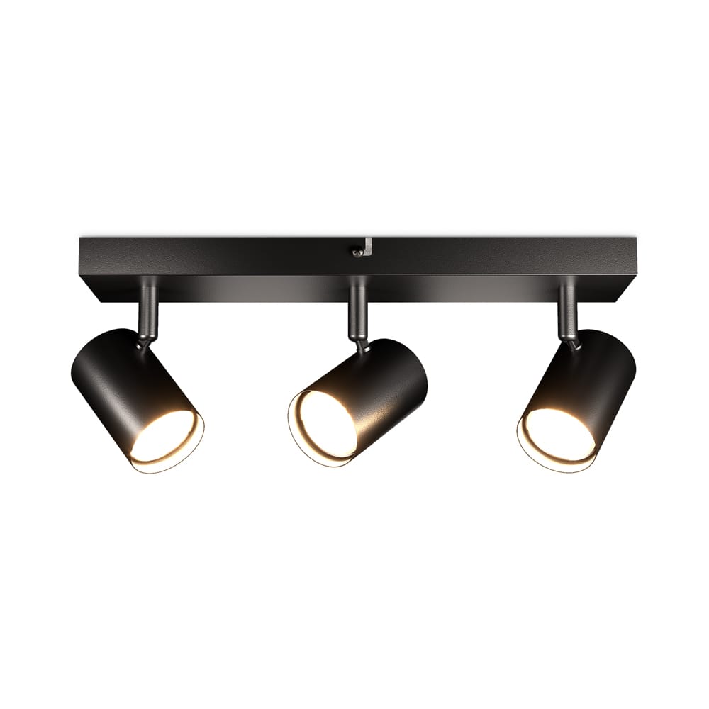 Lark - LED Plafondlamp - 3 spots - GU10 Fitting - Kantelbaar & Draaibaar - Zwart afbeelding