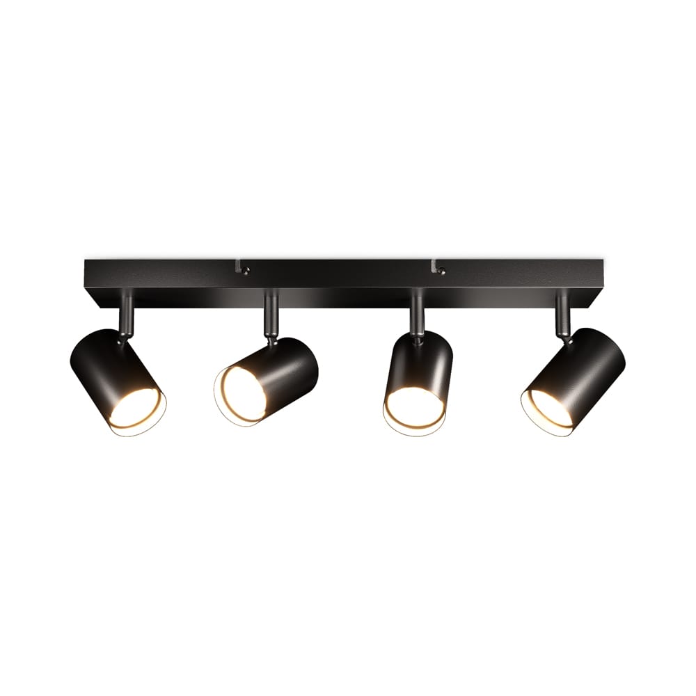 Lark - LED Plafondlamp - 4 spots - Excl. GU10-spots - Kantelbaar & Draaibaar - Dimbaar - IP20-stofdicht - Zwart afbeelding