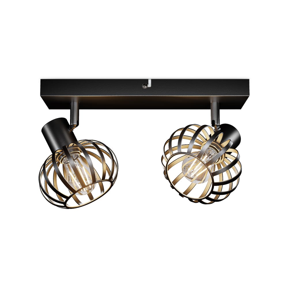 Petal - LED Plafondlamp - 2 spots - E14 Fitting - Kantelbaar & Draaibaar - Zwart afbeelding