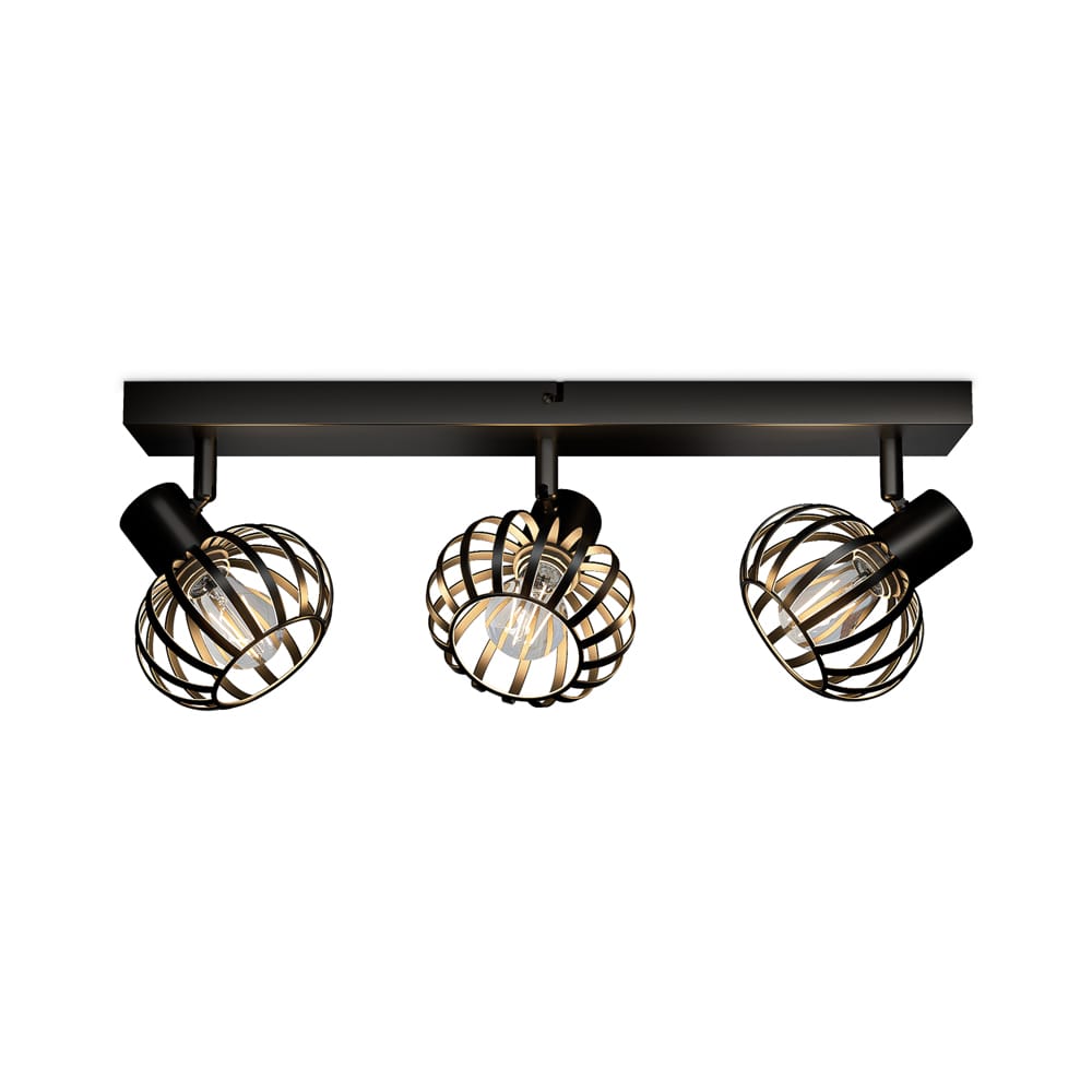 Petal - LED Plafondlamp - 3 spots - E14 Fitting - Kantelbaar & Draaibaar - Zwart afbeelding
