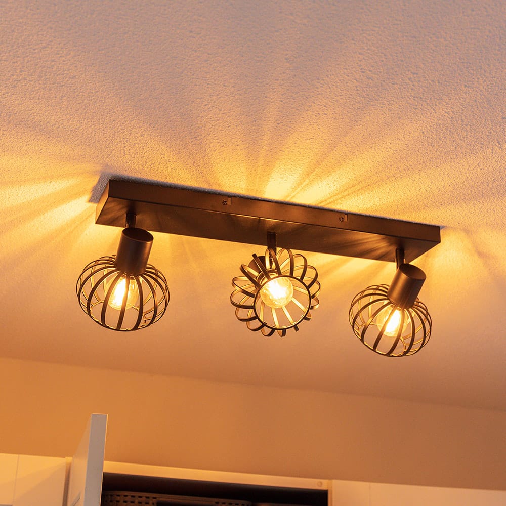 HOFTRONIC™ Petal - LED Plafondlamp - 3 spots - E14 Fitting - Kantelbaar & Draaibaar - Zwart