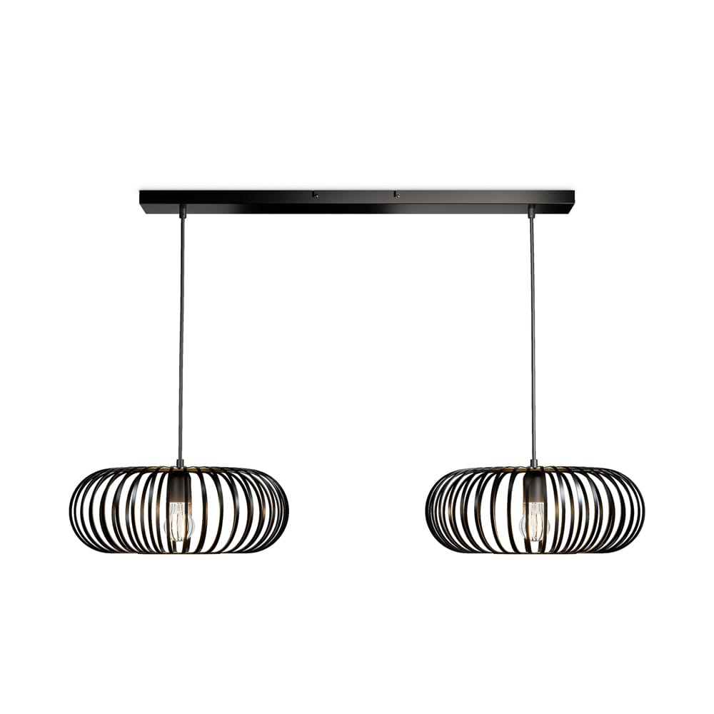 Cosmos - LED Hanglamp - 2 spots - Dimbaar - E27 Fitting - Zwart afbeelding