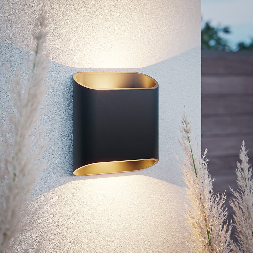 Ponta dimbare LED wandlamp - 3000K warm wit - 11 Watt - Up & down light - IP65 voor binnen en buiten - Dubbelzijdige wandlamp - Zwart afbeelding