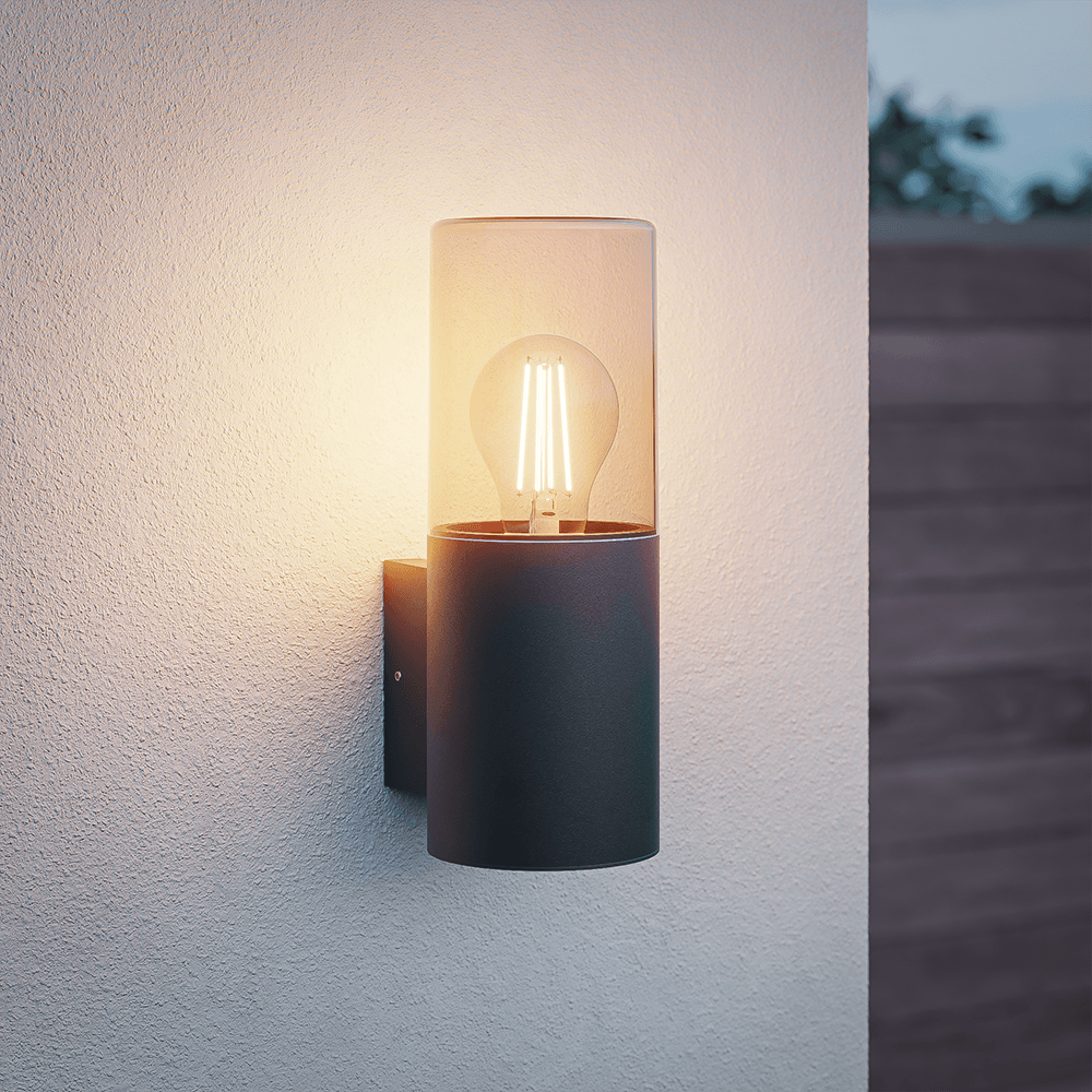Blaze - LED Wandlamp - Up light - E27 Fitting - IP44 Waterdicht - Smokey glas afbeelding