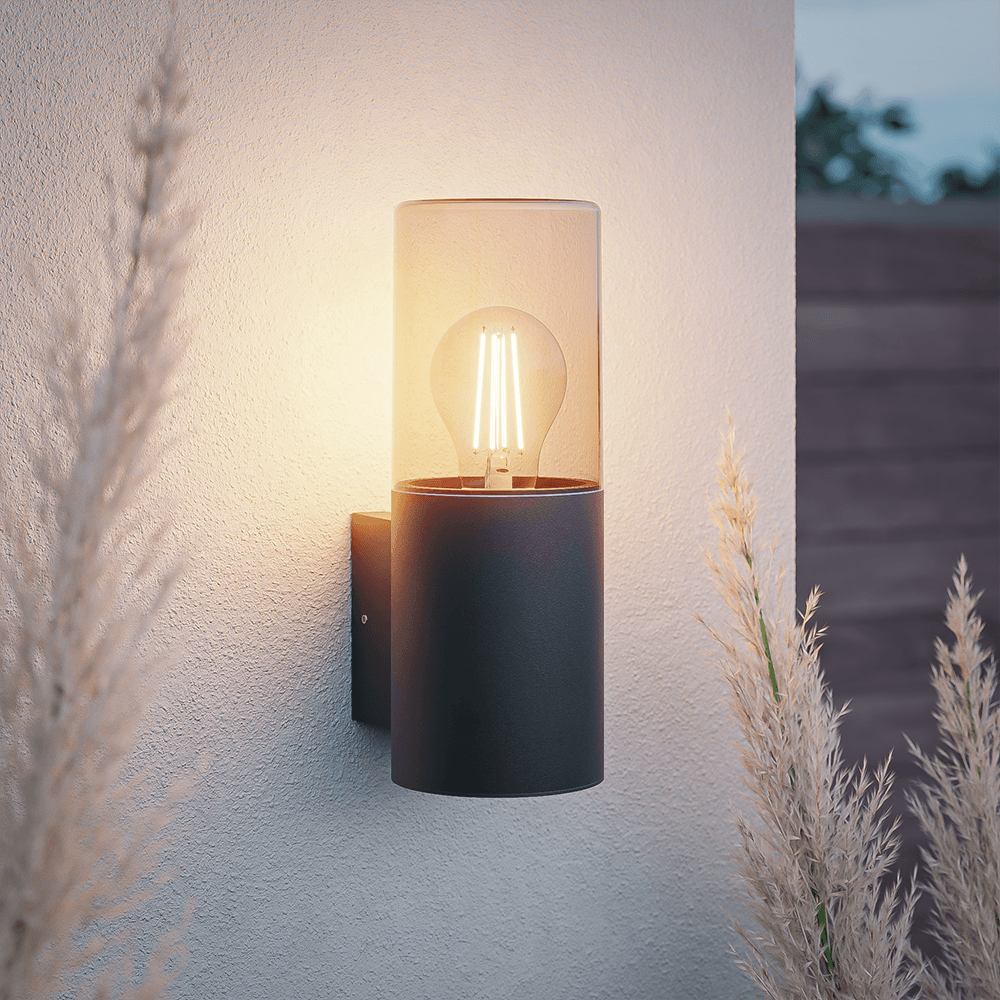 Blaze - LED Wandlamp - Up light - E27 Fitting - IP44 Waterdicht - Smokey glas afbeelding