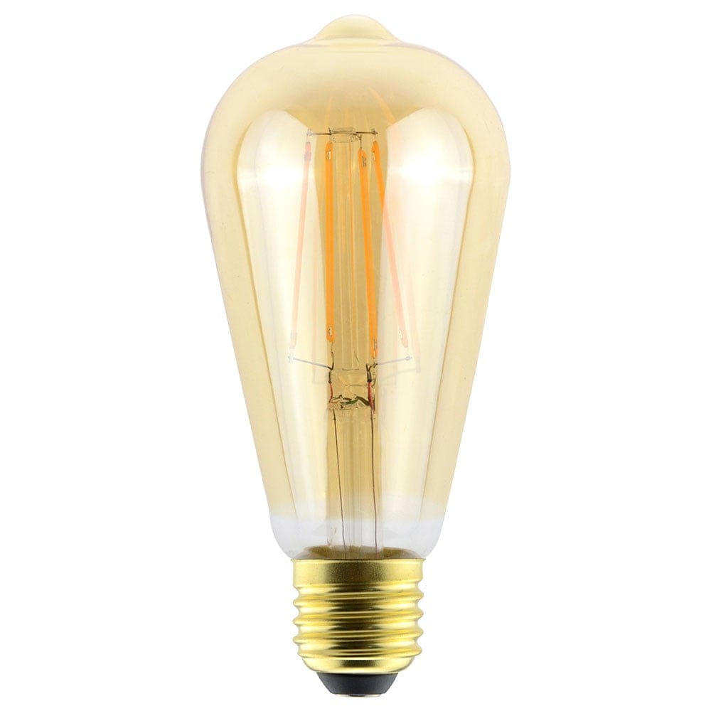 LED Filament lamp E27 - 9 Watt 950 Lumen - ST64 Edison - 2200K Warmwit licht - Dimbaar - Amber glas afbeelding