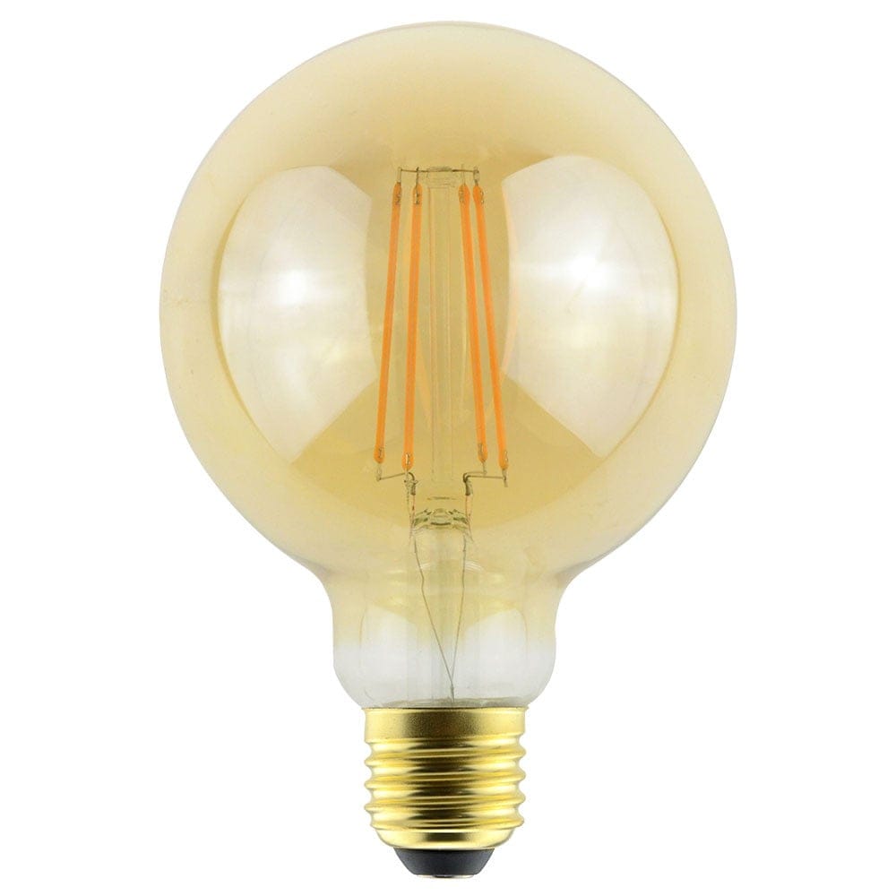 LED Filament lamp E27 - 9 Watt 950 Lumen - G95 Vorm - 2200K Warmwit licht - Dimbaar - Amber glas afbeelding