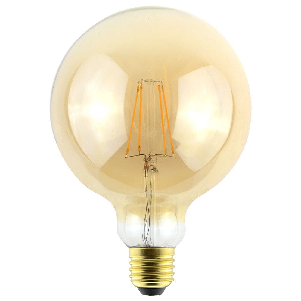 LED Filament lamp E27 - 9 Watt 950 Lumen - G125 Vorm - 2200K Warmwit licht - Dimbaar - Amber glas afbeelding