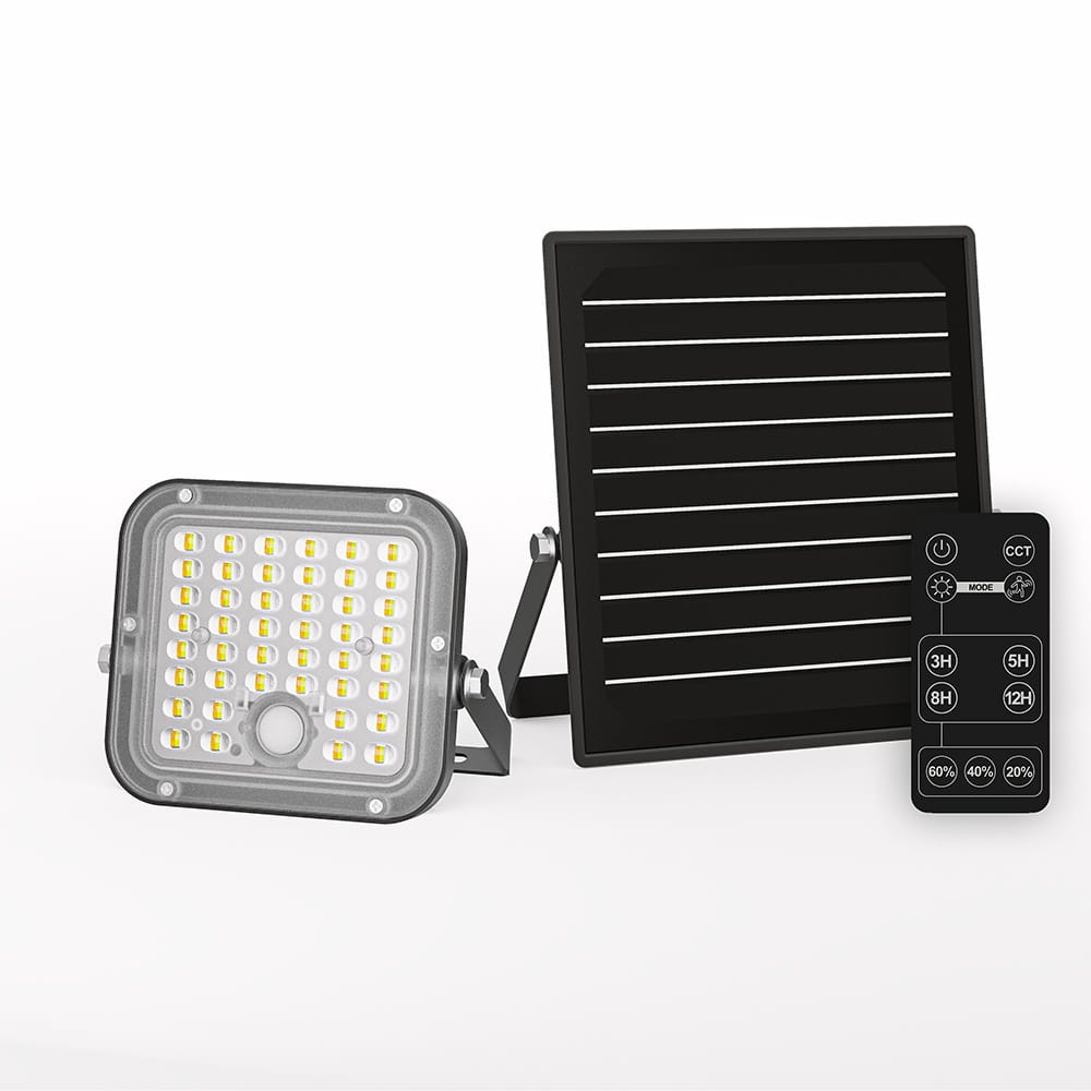 Vega LED Solar Wandlamp buiten met bewegingssensor - Incl. Schemersensor - Los zonnepaneel - Schijnw