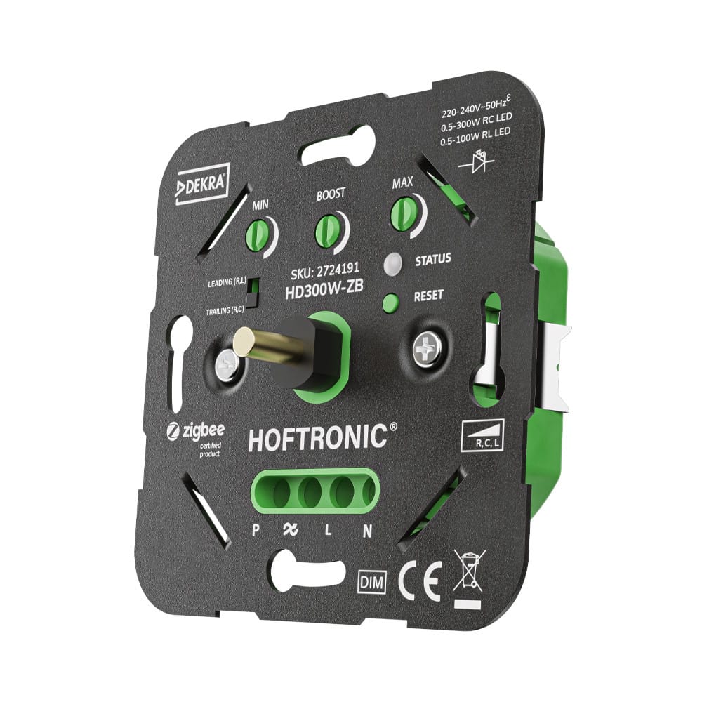 Rotary Smart Zigbee LED dimmer - 0.5 - 300 watt - Geschikt voor fase afsnijding (trailing edge) & fase aansnijding (leading edge) - Multiway control - Inbouw dimmer - Universeel afbeelding