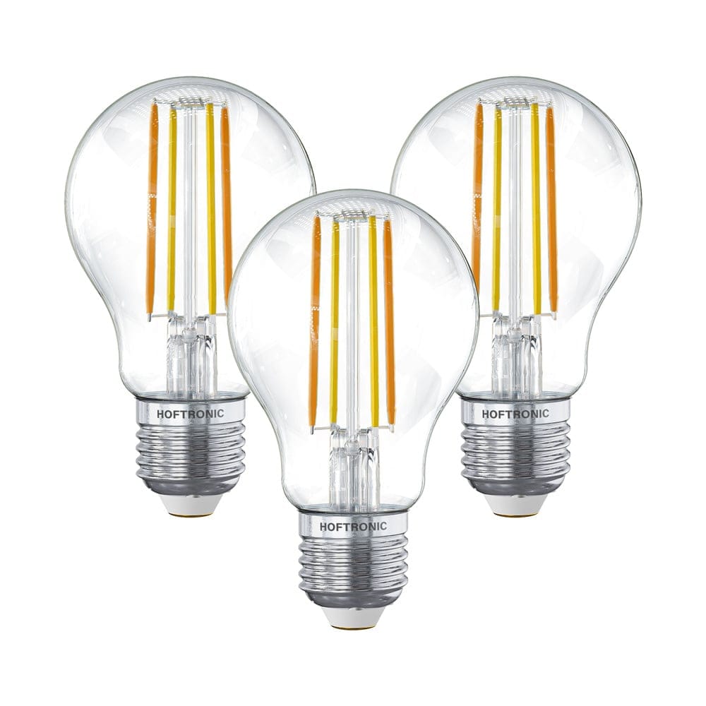 Set van 3 Smart E27 LED Filament Lampen 7 Watt 806 Lumen A60 Clear 1800 3000K Dimbaar